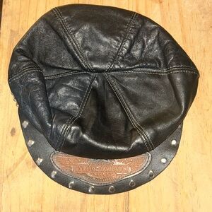 COPY - Black leather Harley Davidson biker hat